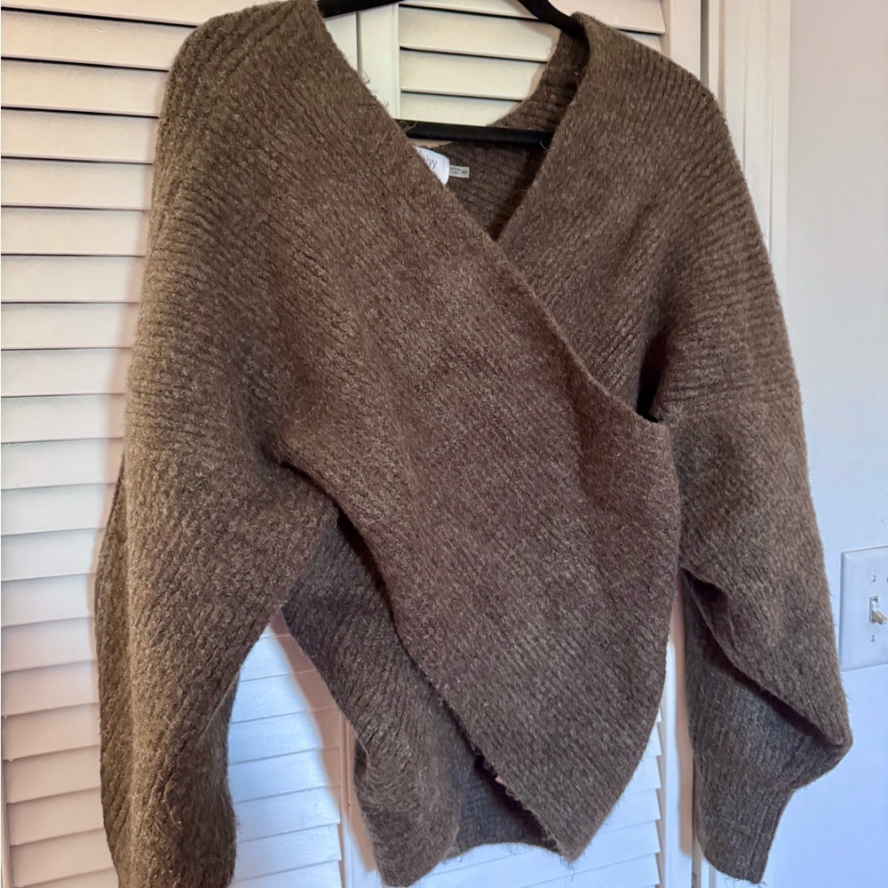 Blu Ivy wrap Sweater in Warm Brown